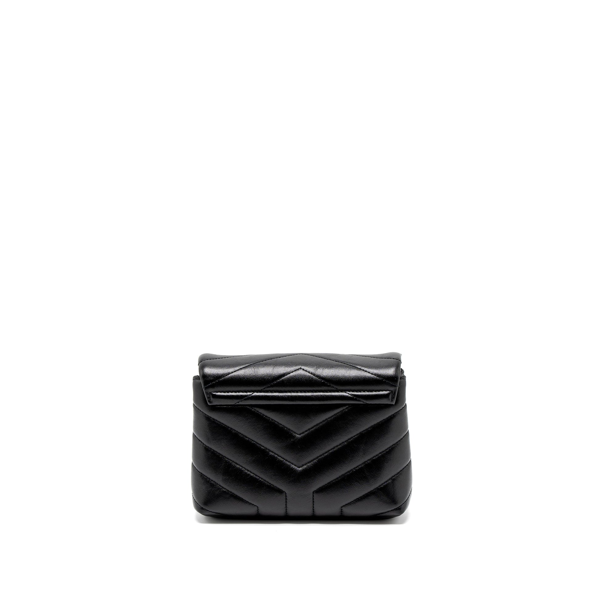 YSL Saint Laurent Loulou Strap Purse Calfskin Black Toy Travel Bag Calfskin Black Shw