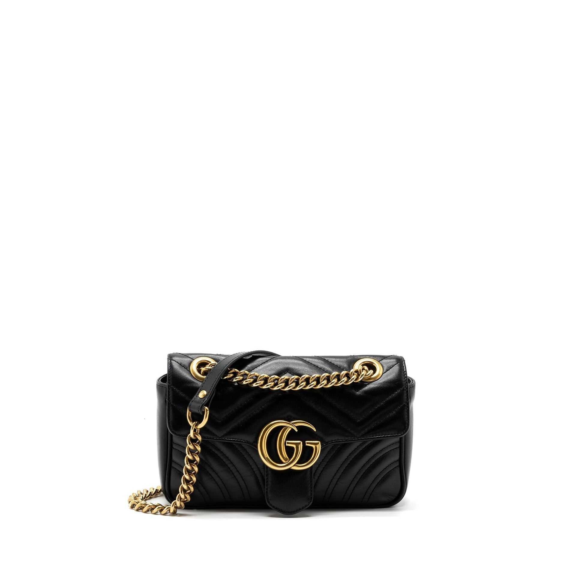 Gucci Marmont Bag Calfskin Brushed Black Mini Travel Bag