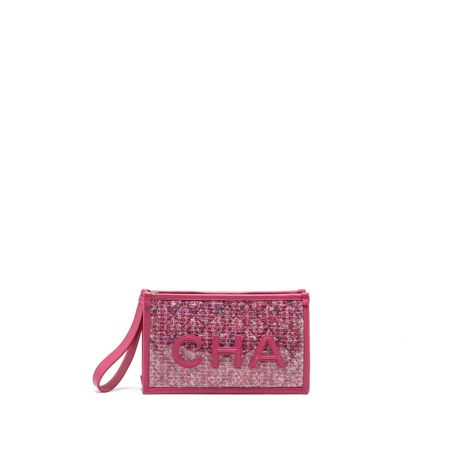 Chanel 19S Logo Tweed PVC GHW Pink Handbag