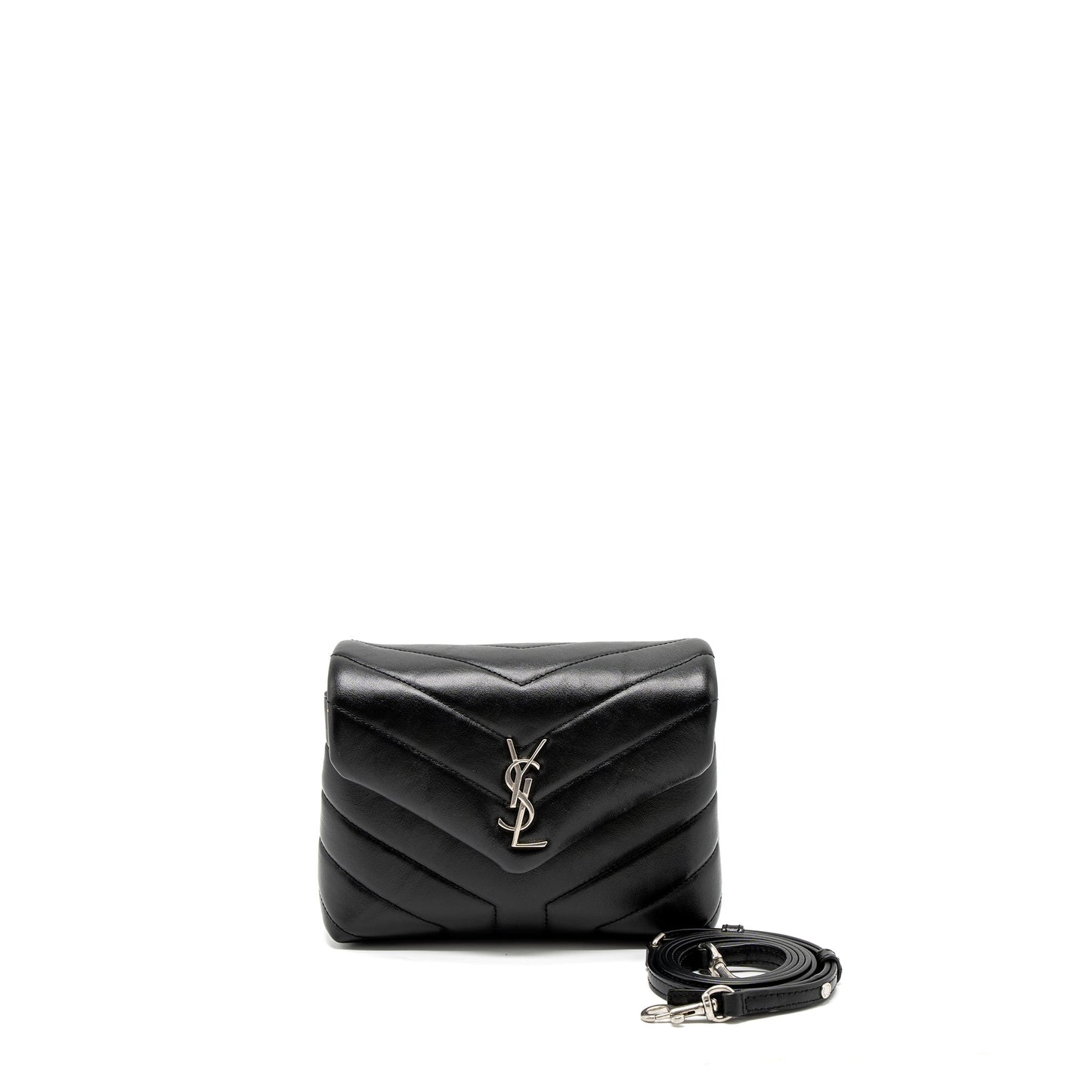 YSL Saint Laurent Loulou Strap Purse Calfskin Black Toy Travel Bag Calfskin Black Shw