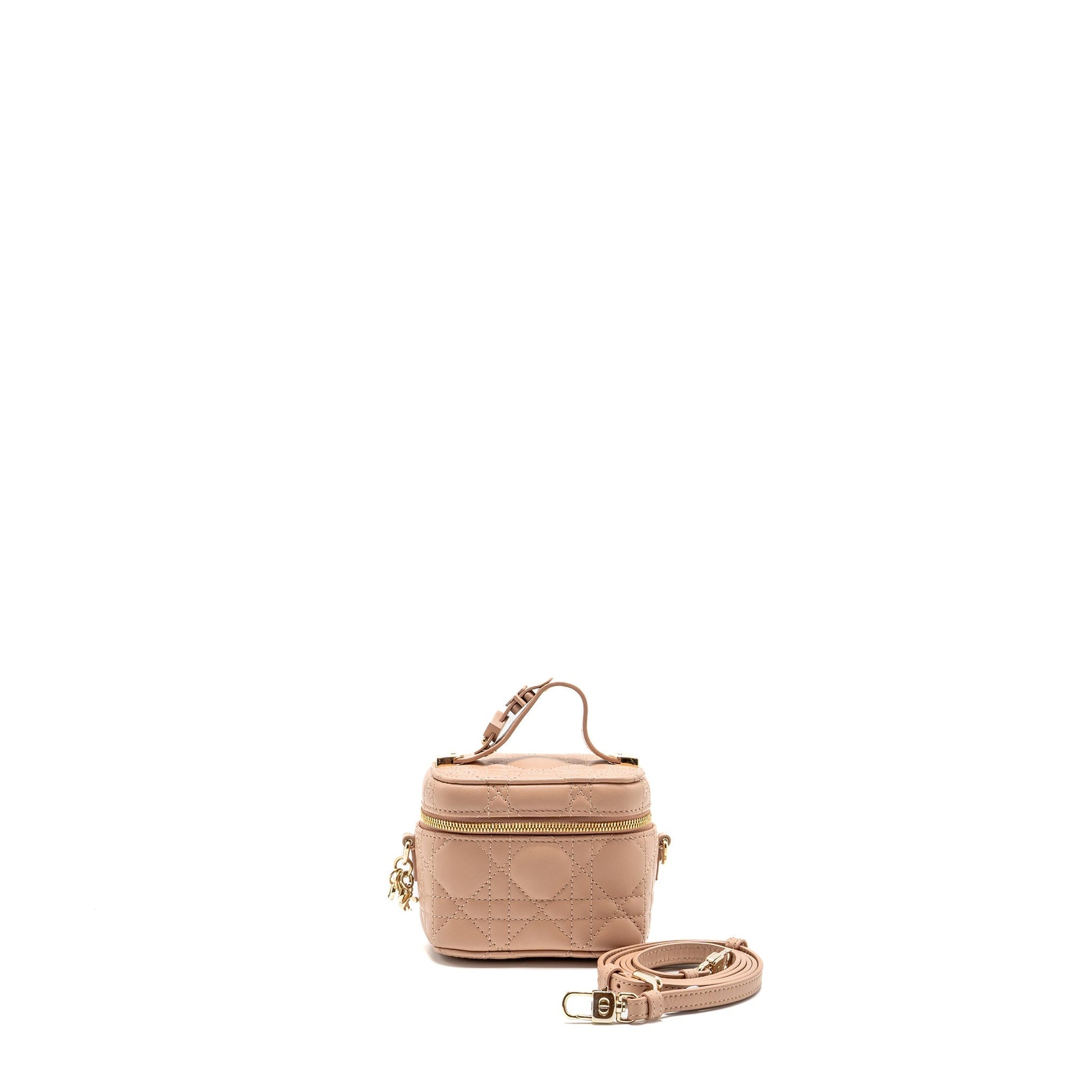 Dior Micro Lady Vanity Case Cannage Lambskin Rose Pink Travel Bag