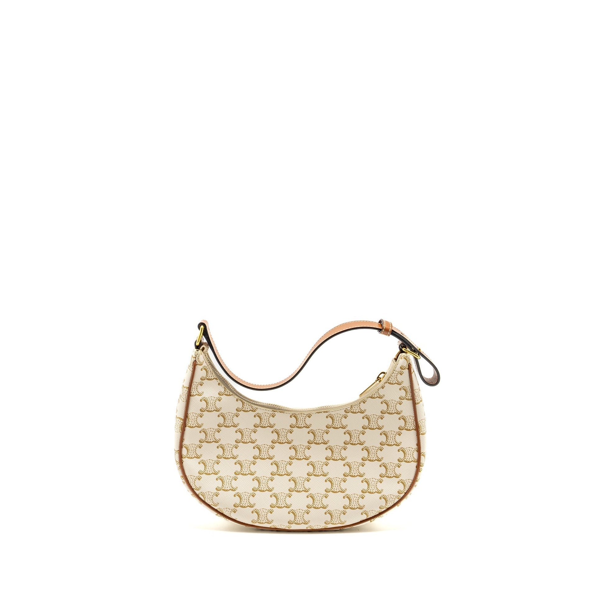 Celine Purse Triomphe Calfskin Handbag Canvas White Travel Bag