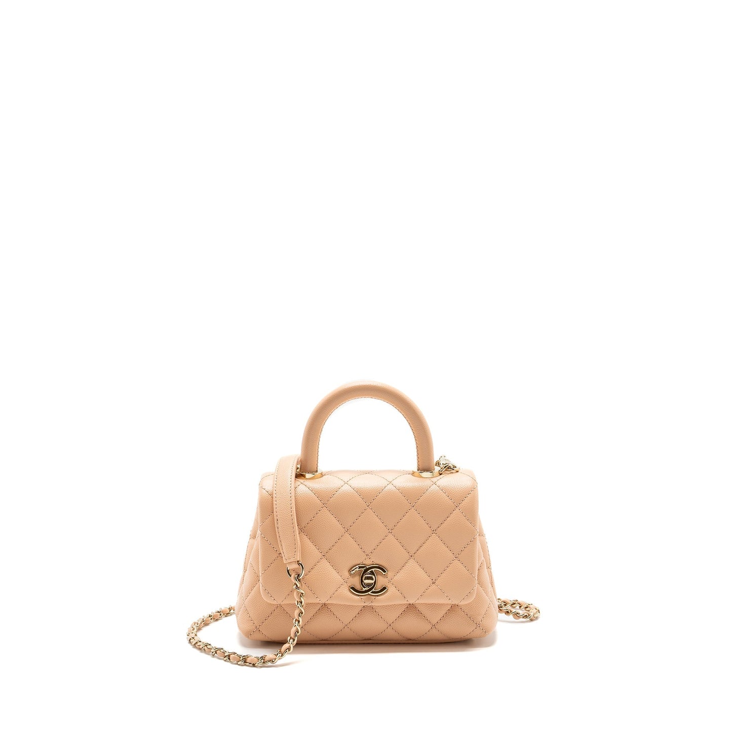 Chanel Coco Handle Caviar LGHW Beige Mini Bag