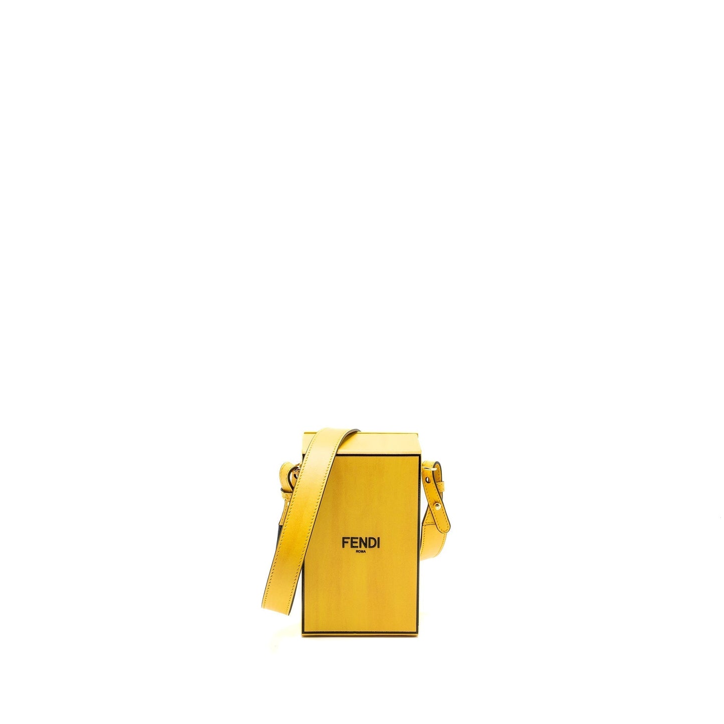 Fendi Vertical Box Purse Calfskin Yellow Travel Bag