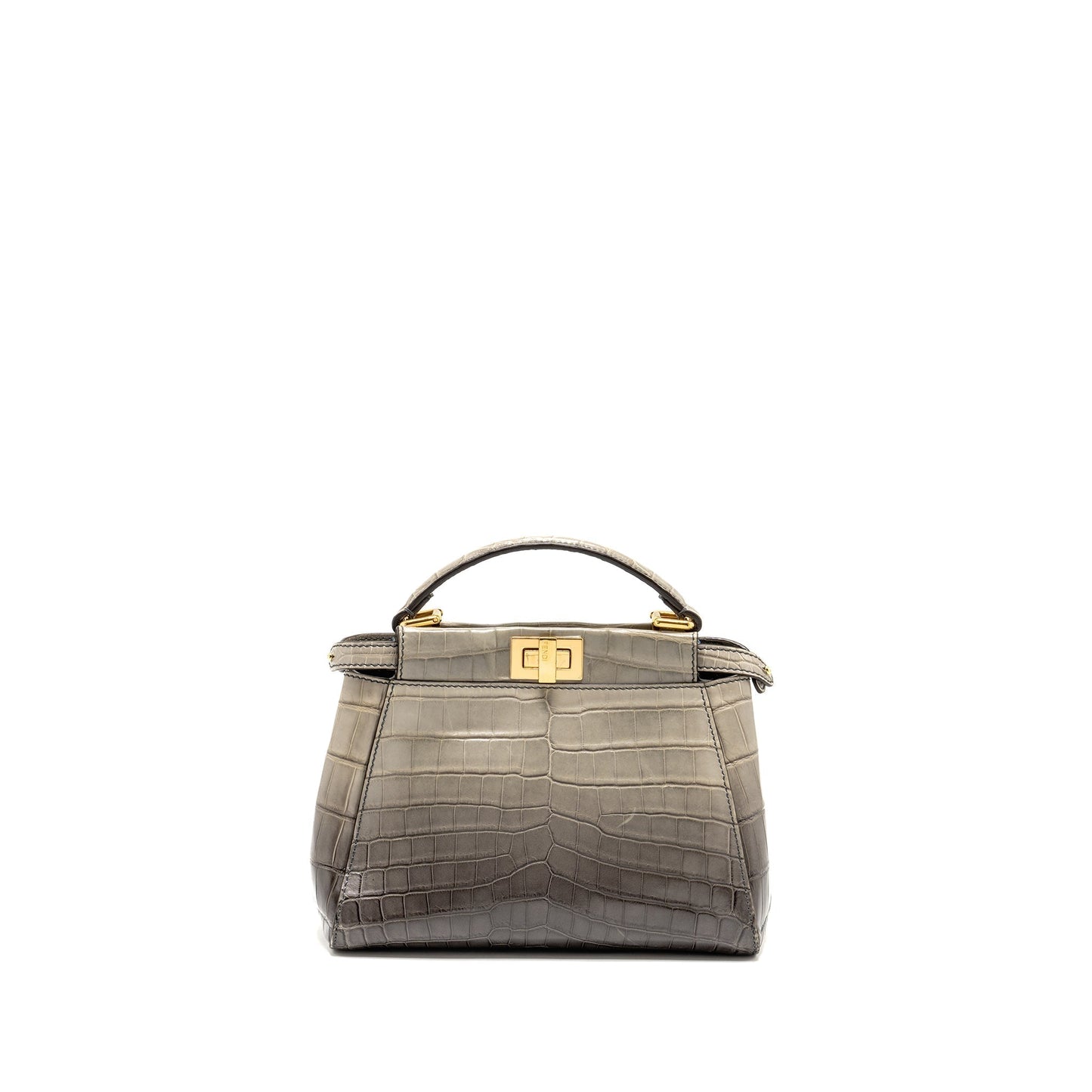 Fendi Peekaboo Purse Crocodile Grey Gray Mini Travel Bag