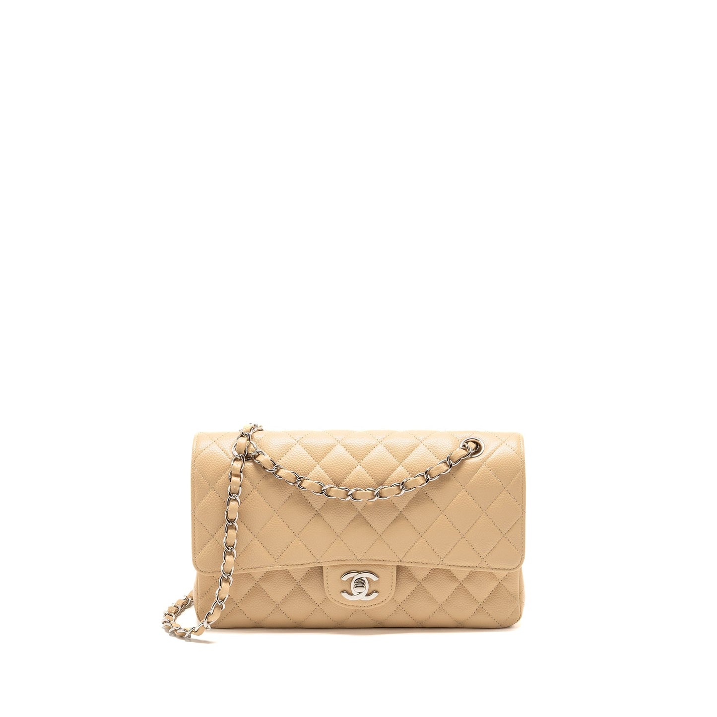 Chanel Classic Double Flap Caviar SHW Beige Shoulder Bag Chanel Beige