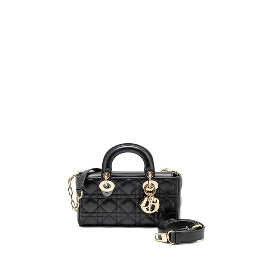 Dior Lady D Joy Purse Cannage Lambskin Handbag Black Small Travel Bag
