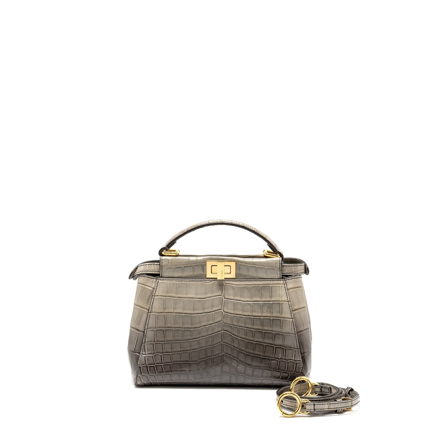Fendi Peekaboo Purse Crocodile Grey Gray Mini Travel Bag