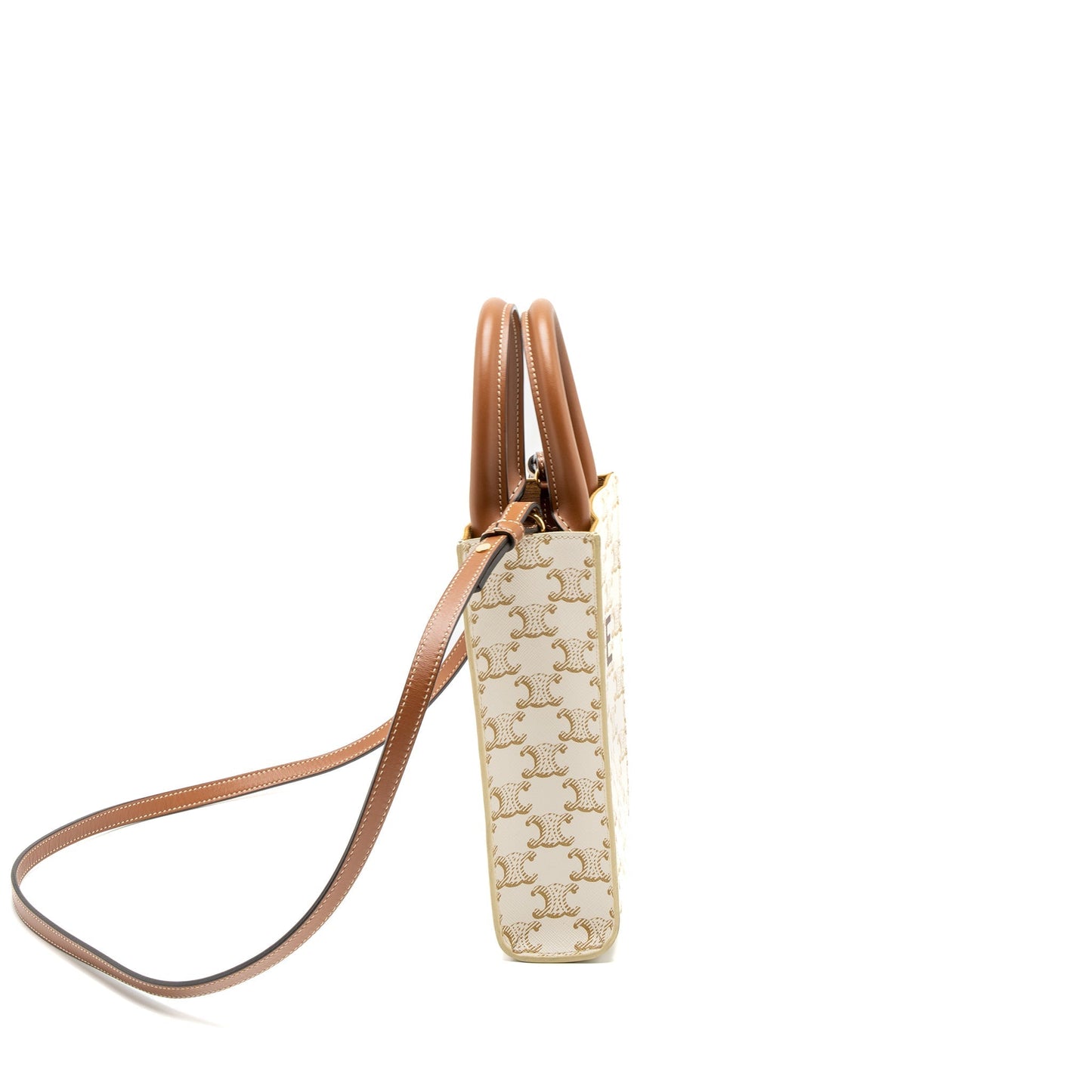 Celine Vertical Caban Triomphe Calfskin Handbag Canvas Mini Travel Bag