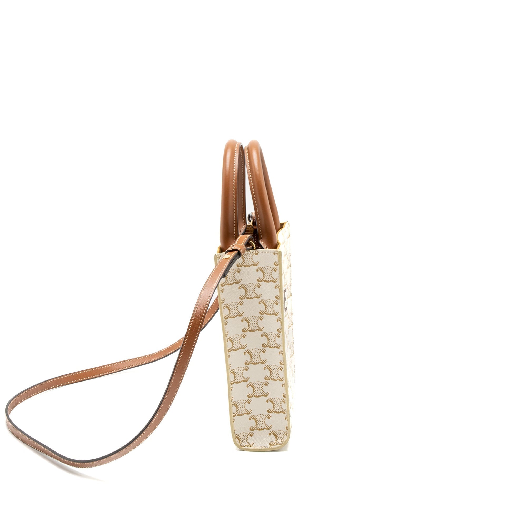 Celine Vertical Caban Triomphe Calfskin Handbag Canvas Mini Travel Bag
