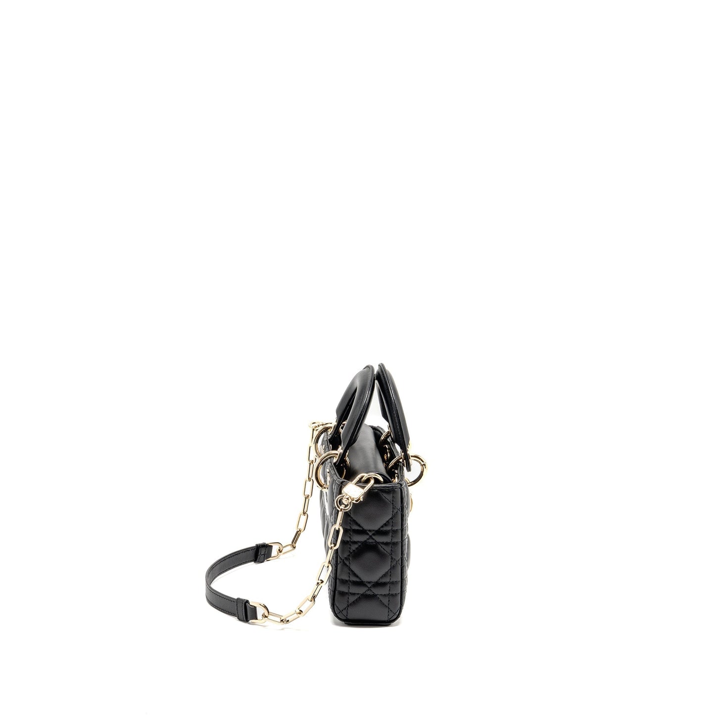 Dior Lady D Joy Purse Cannage Lambskin Handbag Black Small Travel Bag