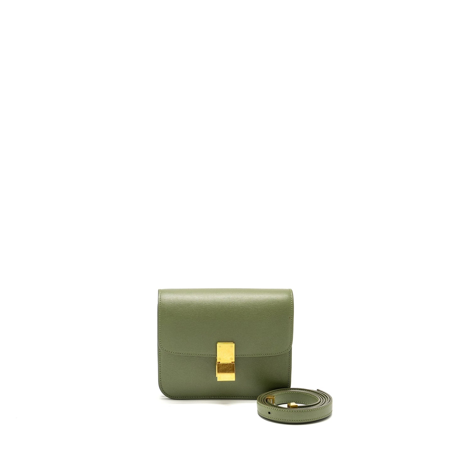 Celine Teen Classic Box Purse Calfskin Handbag Green Travel Bag