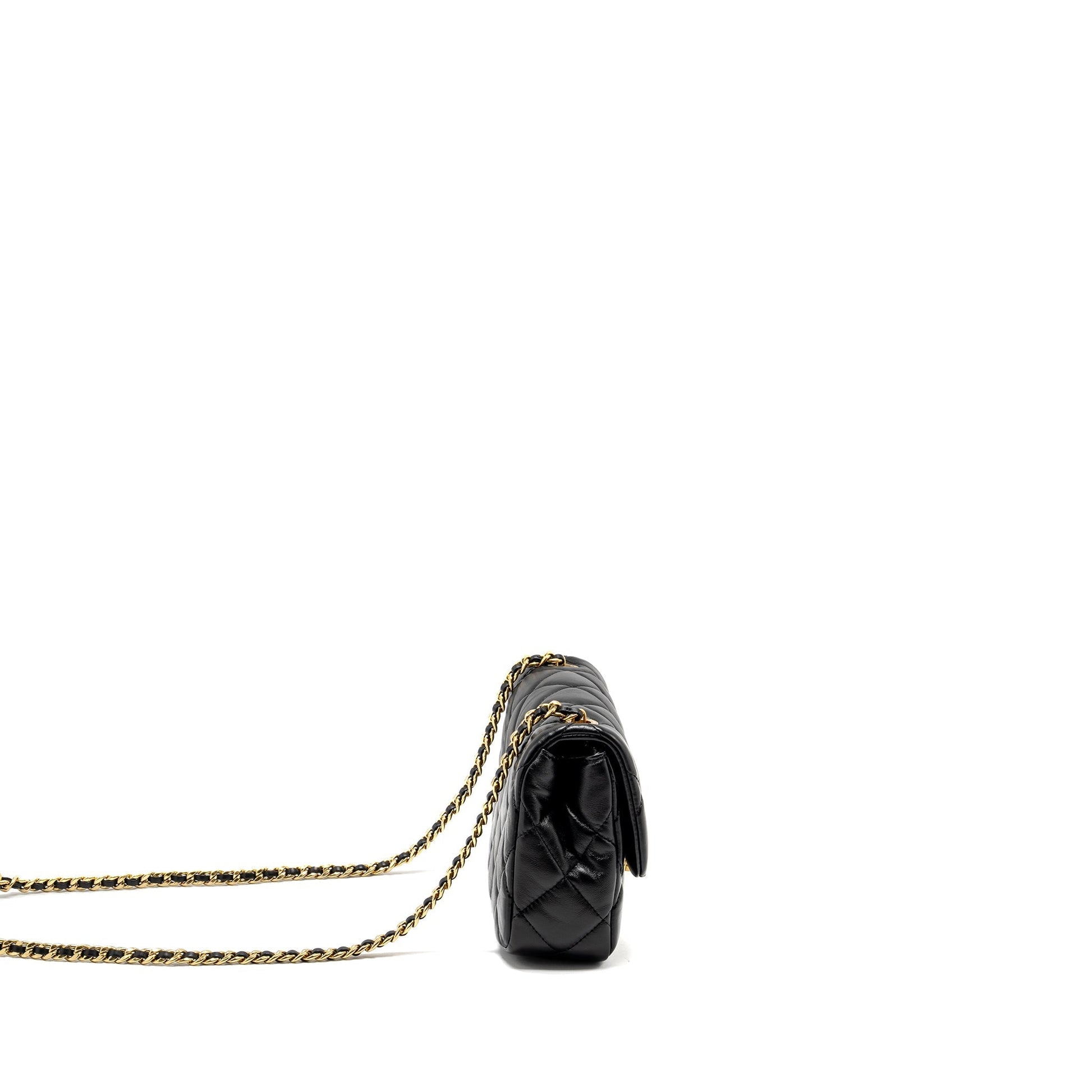 Chanel 22B FlapBag Lambskin GHW Microchip Black Mini Bag