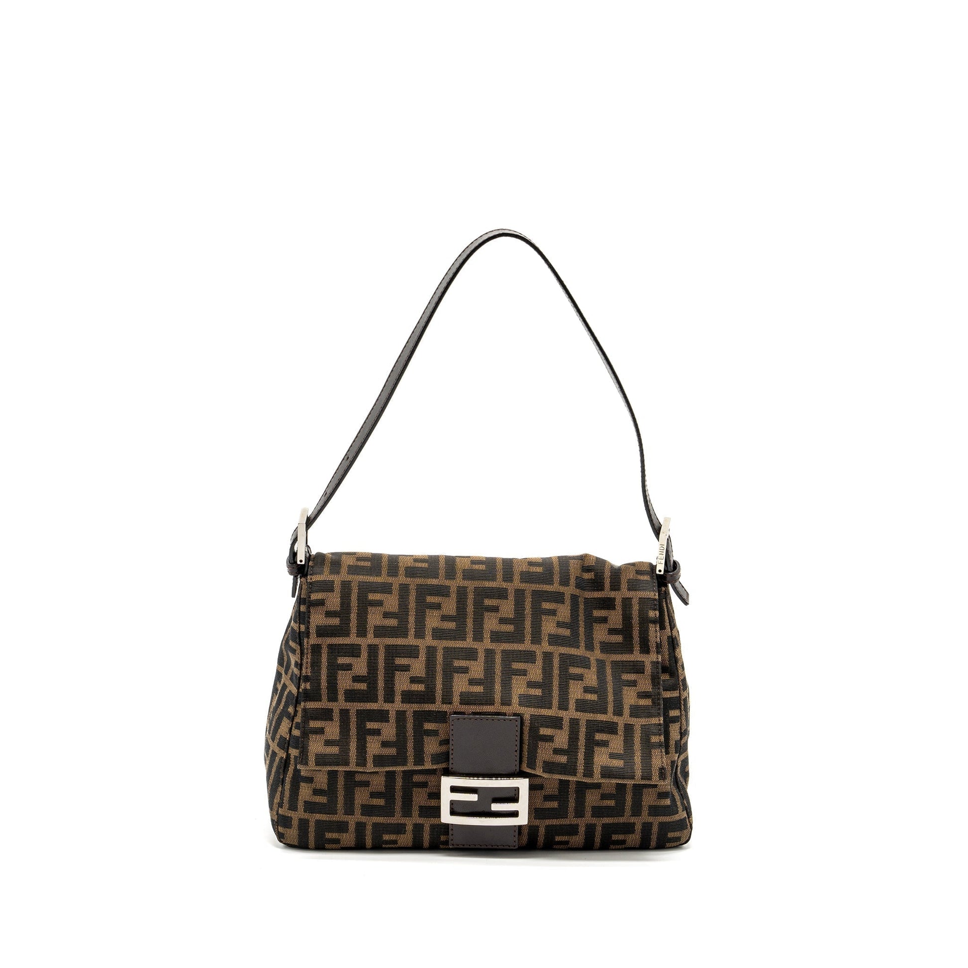 Fendi Zucca Mamma Baguette Purse Canvas Brown Shoulder Bag
