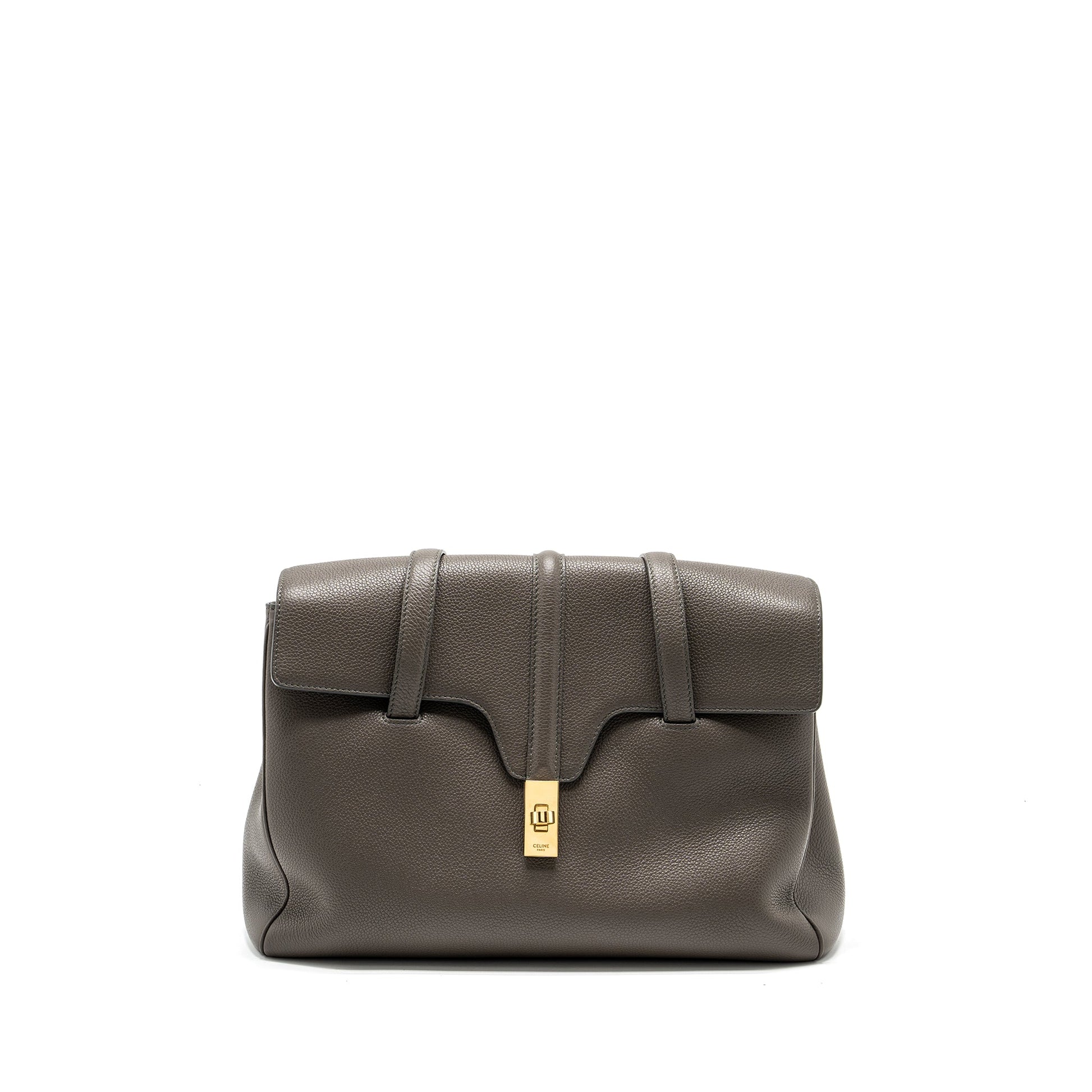 Celine Soft Purse Grained Calfskin Grey Handbag Medium Travel Bag
