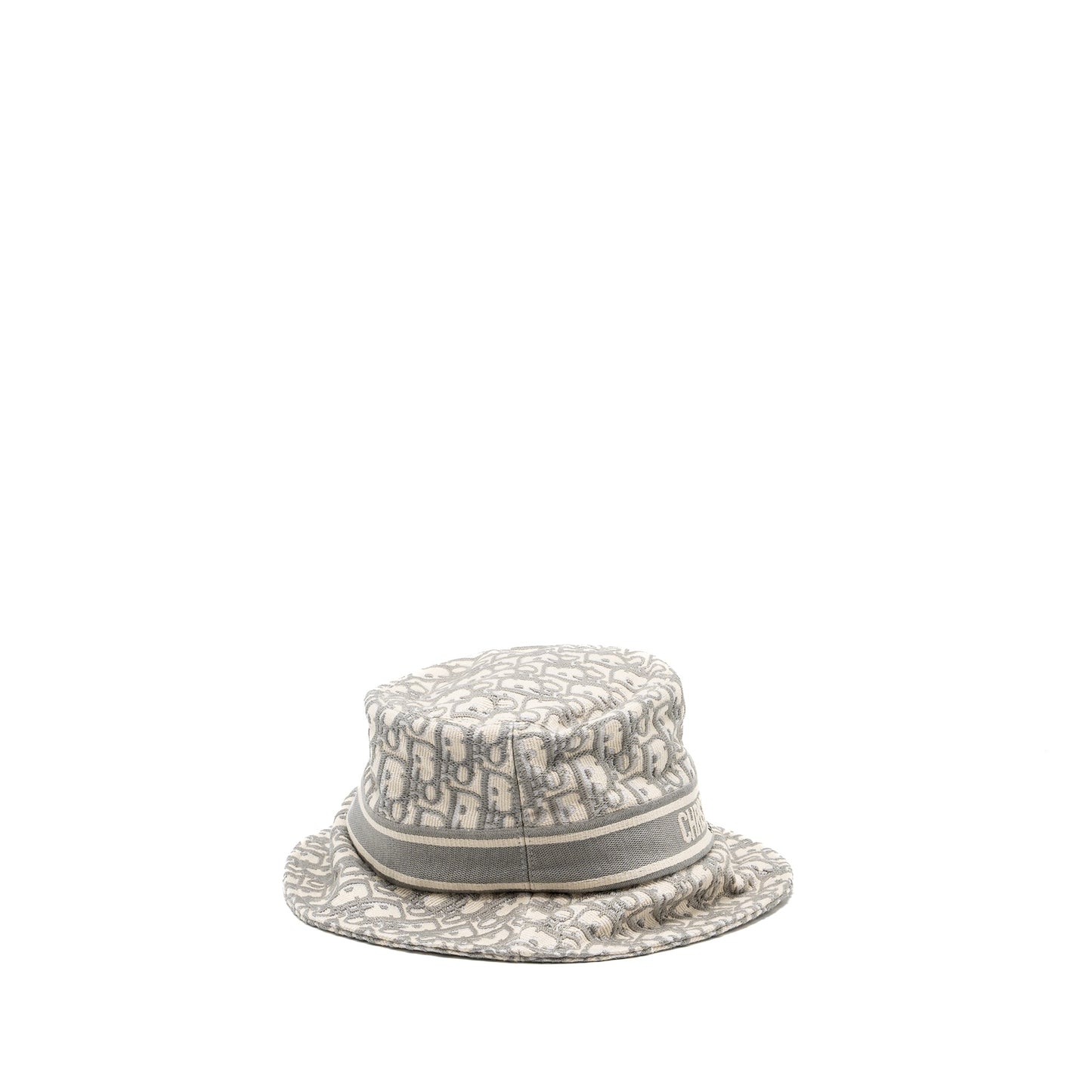 Dior Size Oblique Brim Hat Gray Handbag White Small Bucket Bag