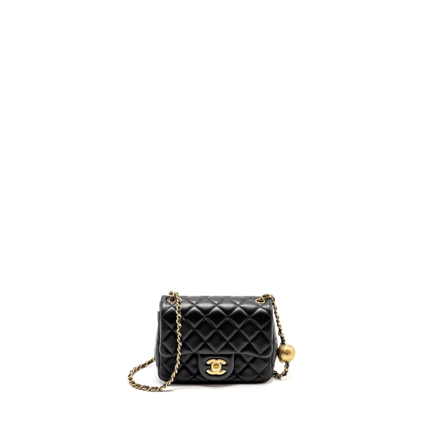 Chanel Pearl Crush Square Flap Lambskin GHW Black Shoulder Bag Microchip 8