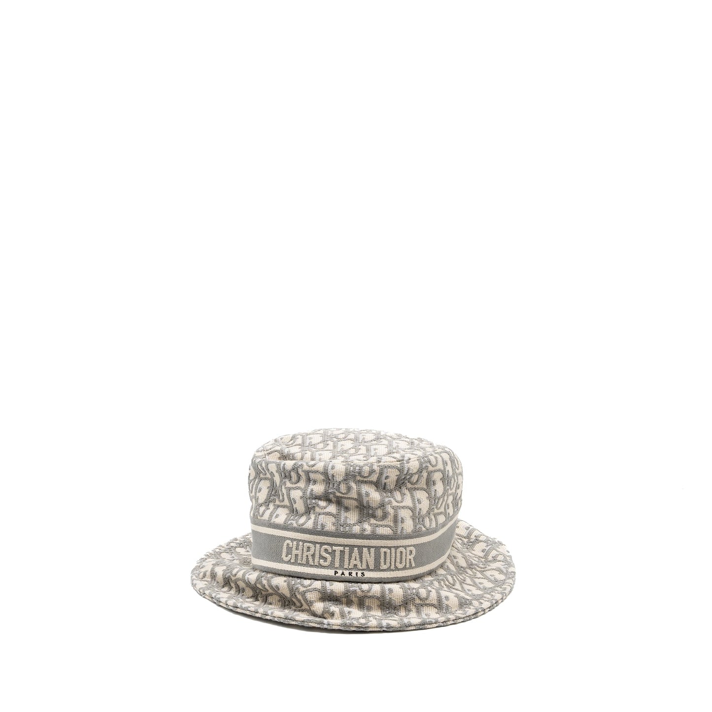 Dior Size Oblique Brim Hat Gray Handbag White Small Bucket Bag