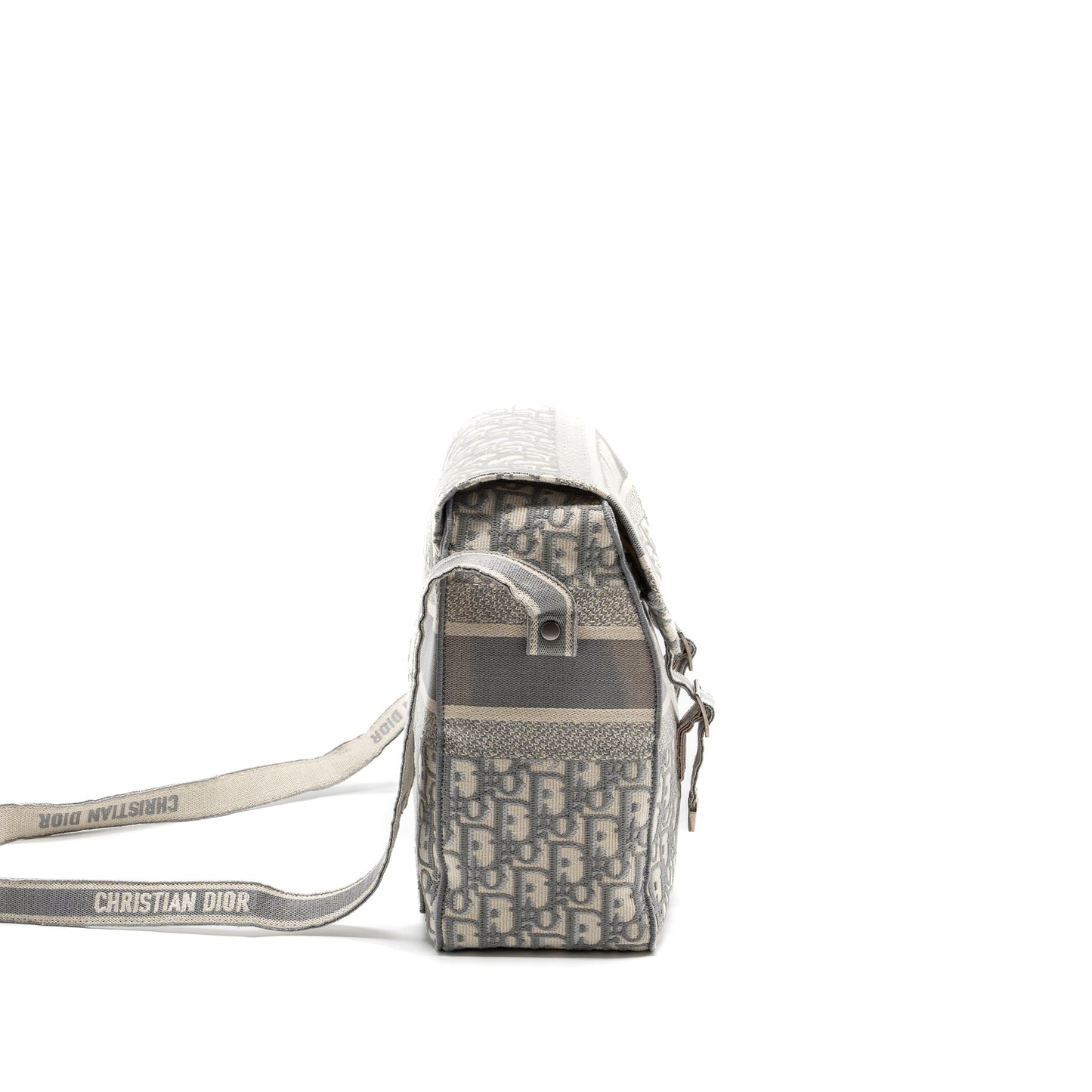 Dior camp Messenger Purse Oblique Embroidery Light Grey Travel Bag