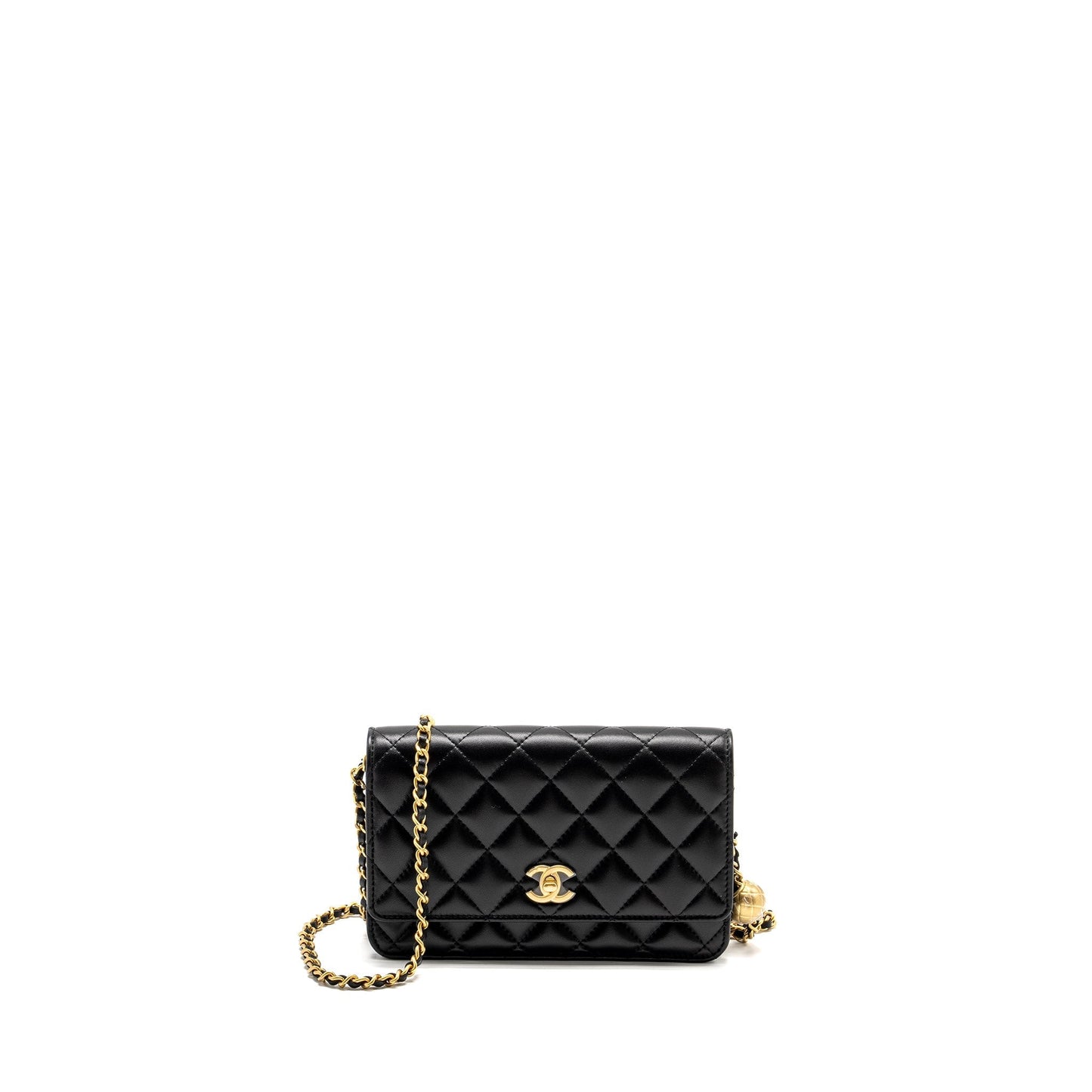 Chanel Pearl Crush on Lambskin GHW Microchip Black Wallet Case Microchip 3
