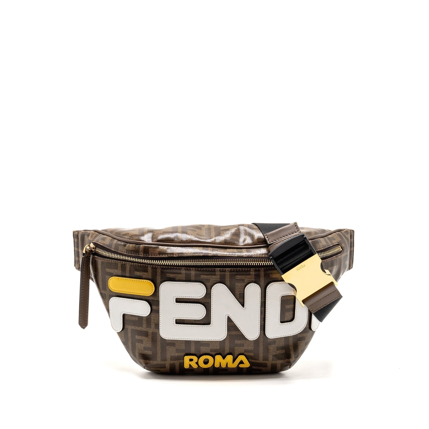 Fendi Roma Waist Purse Canvas Brown Travel Bag