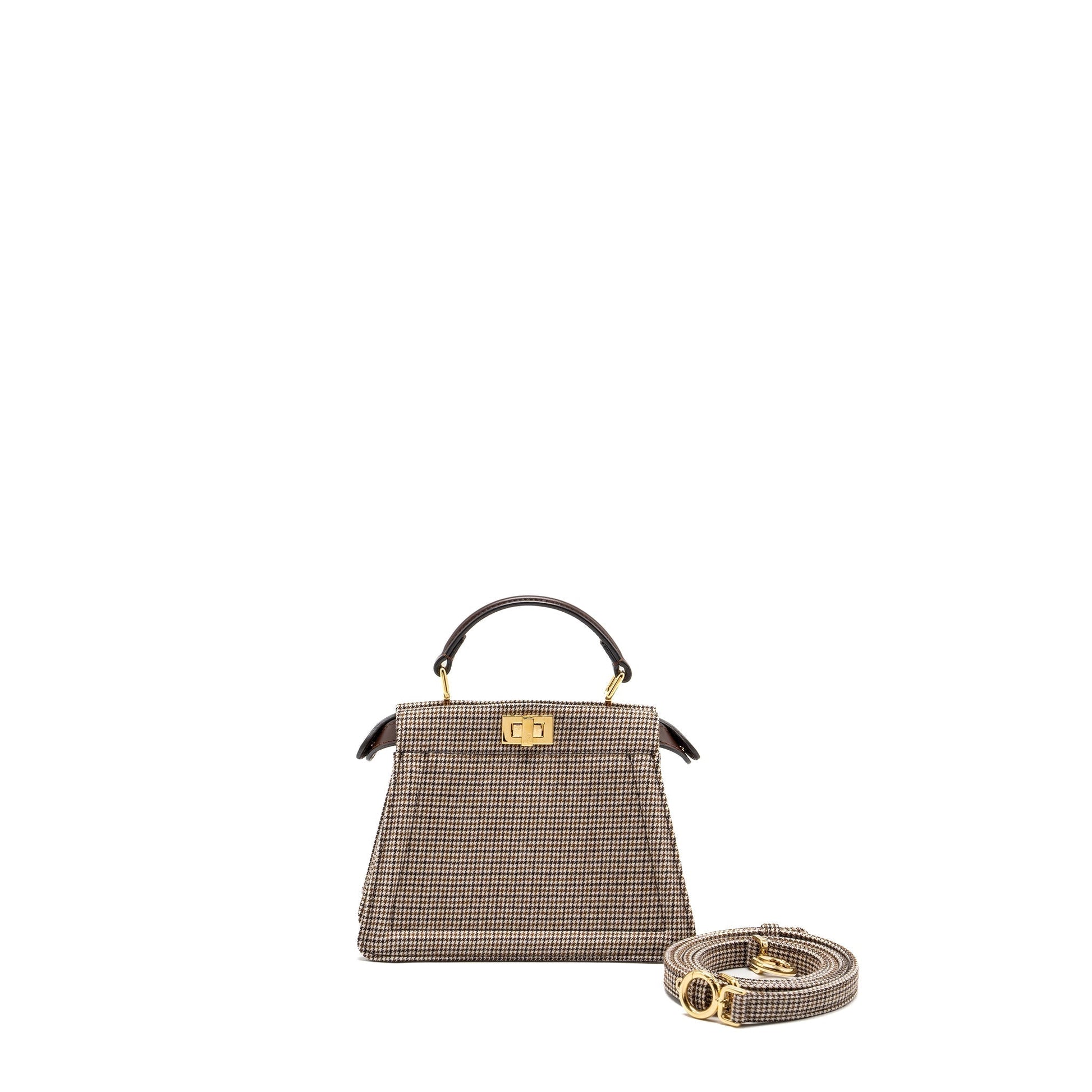 Fendi Peekaboo Iseeu Petite Fabric Multicolour Handbag Brown Mini Travel Bag