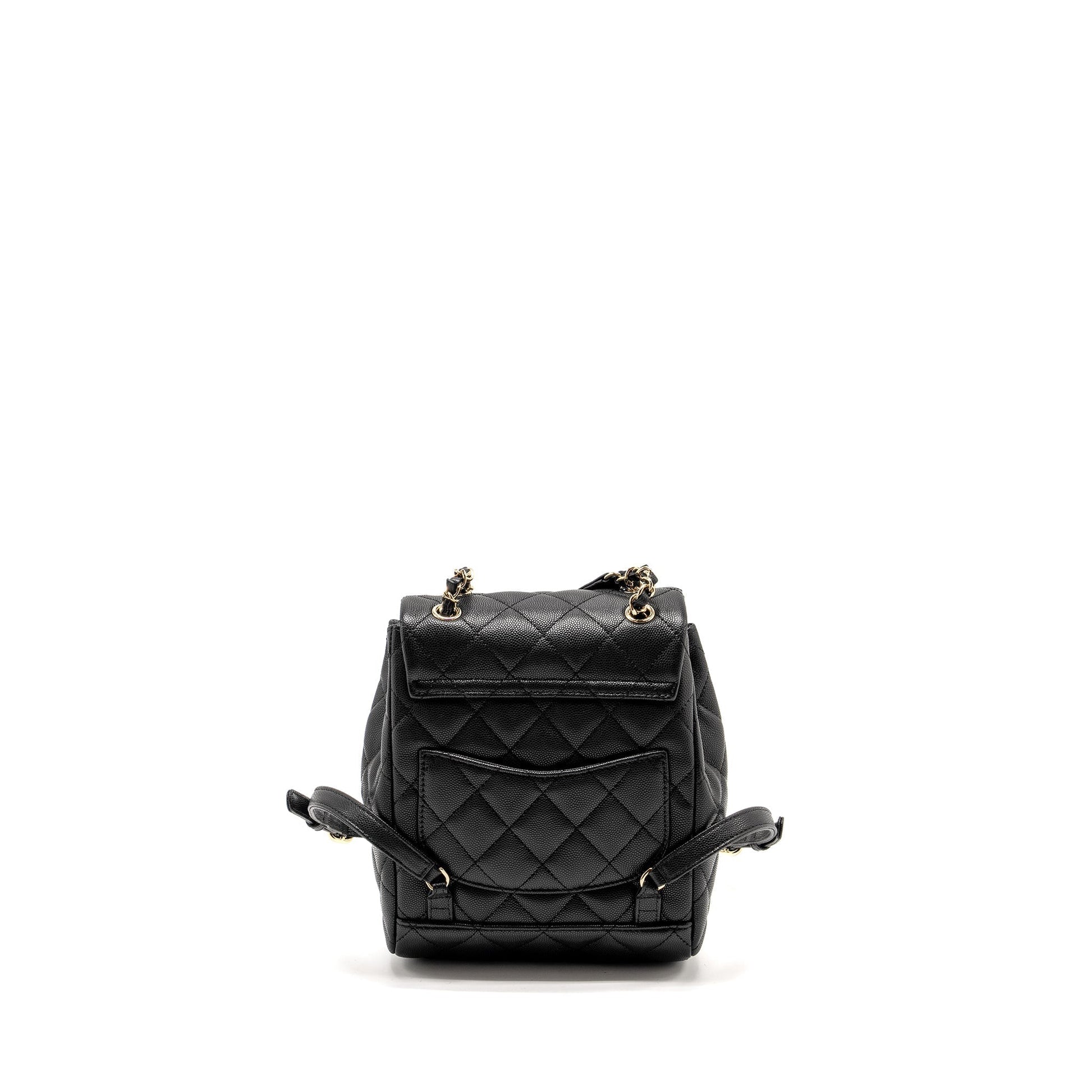 Chanel 23s Quilted Backpack Caviar LGHW Microchip Black