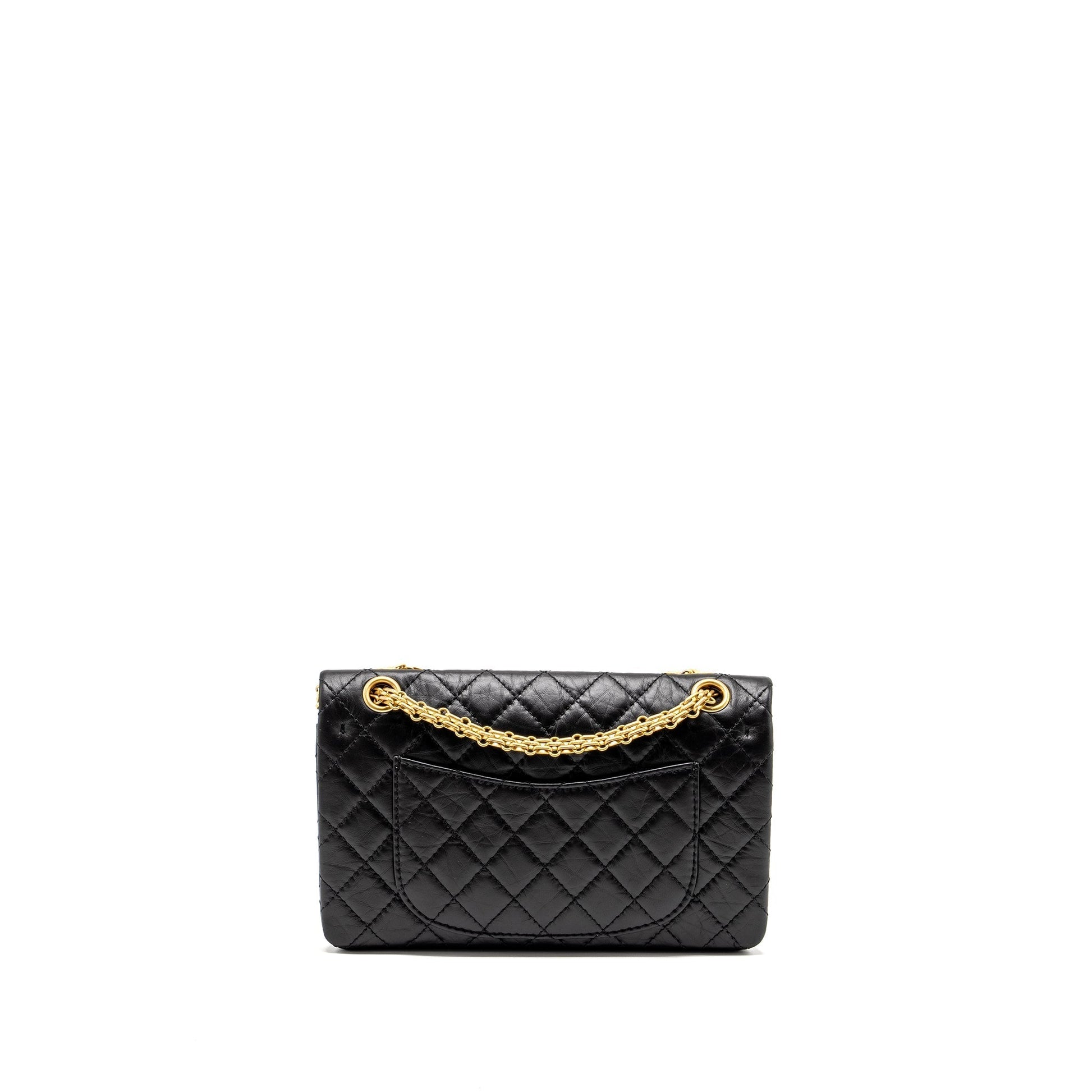 Chanel 2.55 Reissue Double Flap Aged Calfskin Black Small Shoulder Bag Ghw Microchip