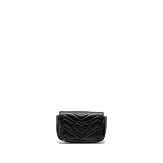 Gucci Super Marmont Calfskin Handbag Black Mini Travel Bag Black Ghw