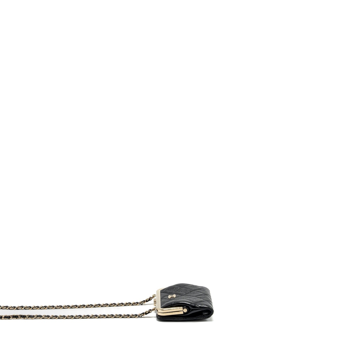 Chanel Quilted Clip Purse Aged Calfskin LGHW Black Mini Bag