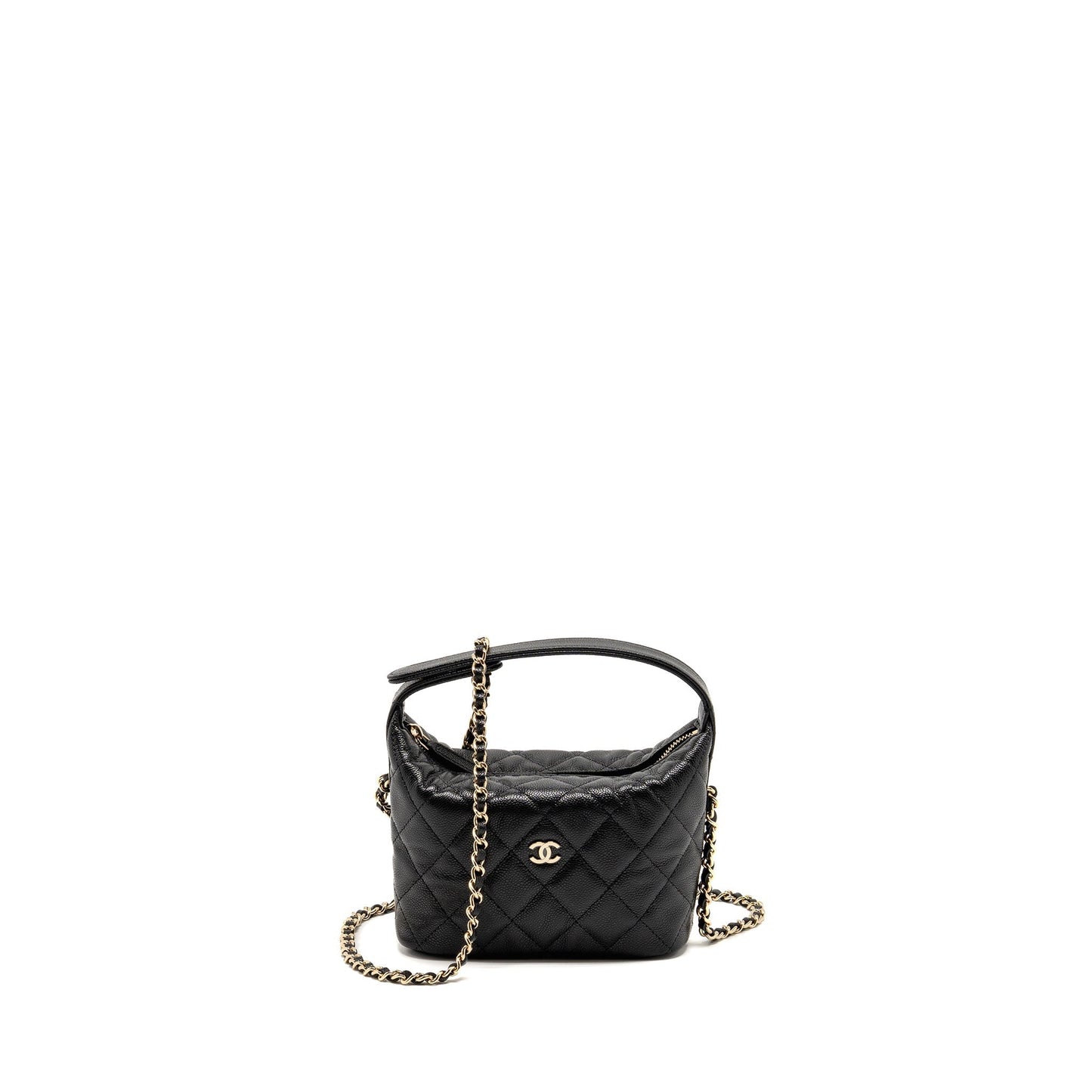 Chanel Quilted Hobo Caviar GHW Microchip Black Shoulder Bag