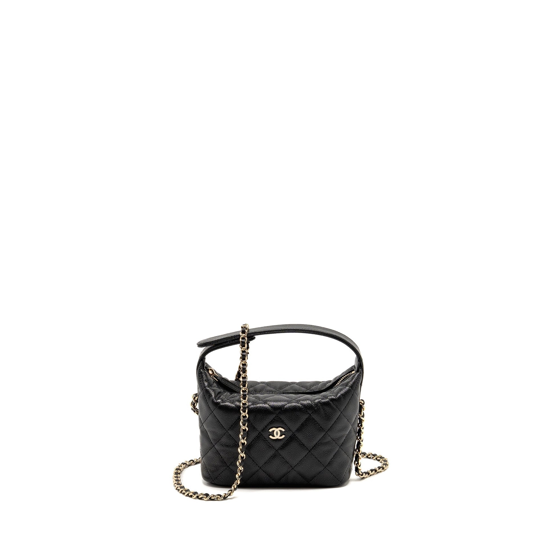 Chanel Quilted Hobo Caviar GHW Microchip Black Shoulder Bag