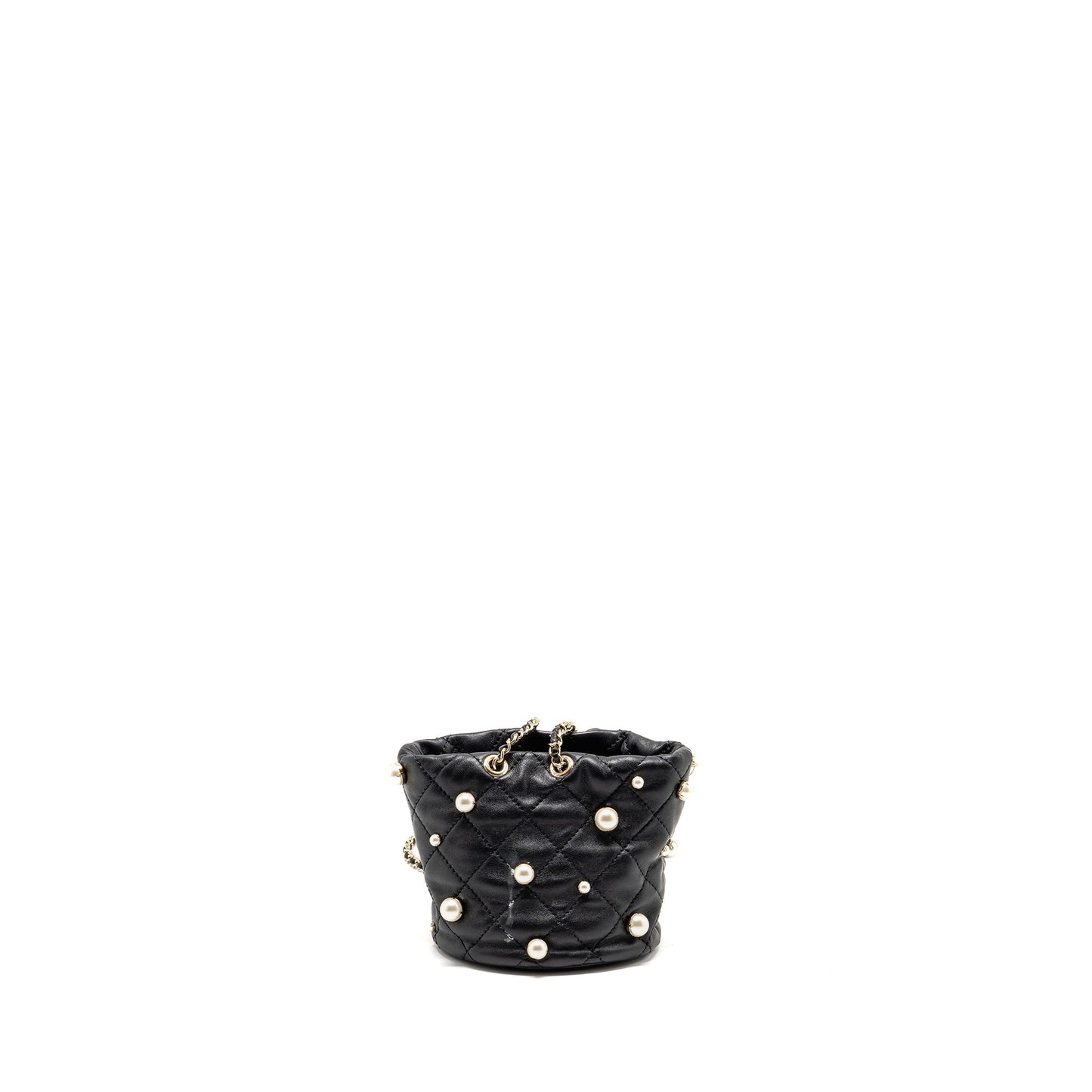 Chanel About Pearls Quilted Drawstring Bucket Lambskin Black Jewelry