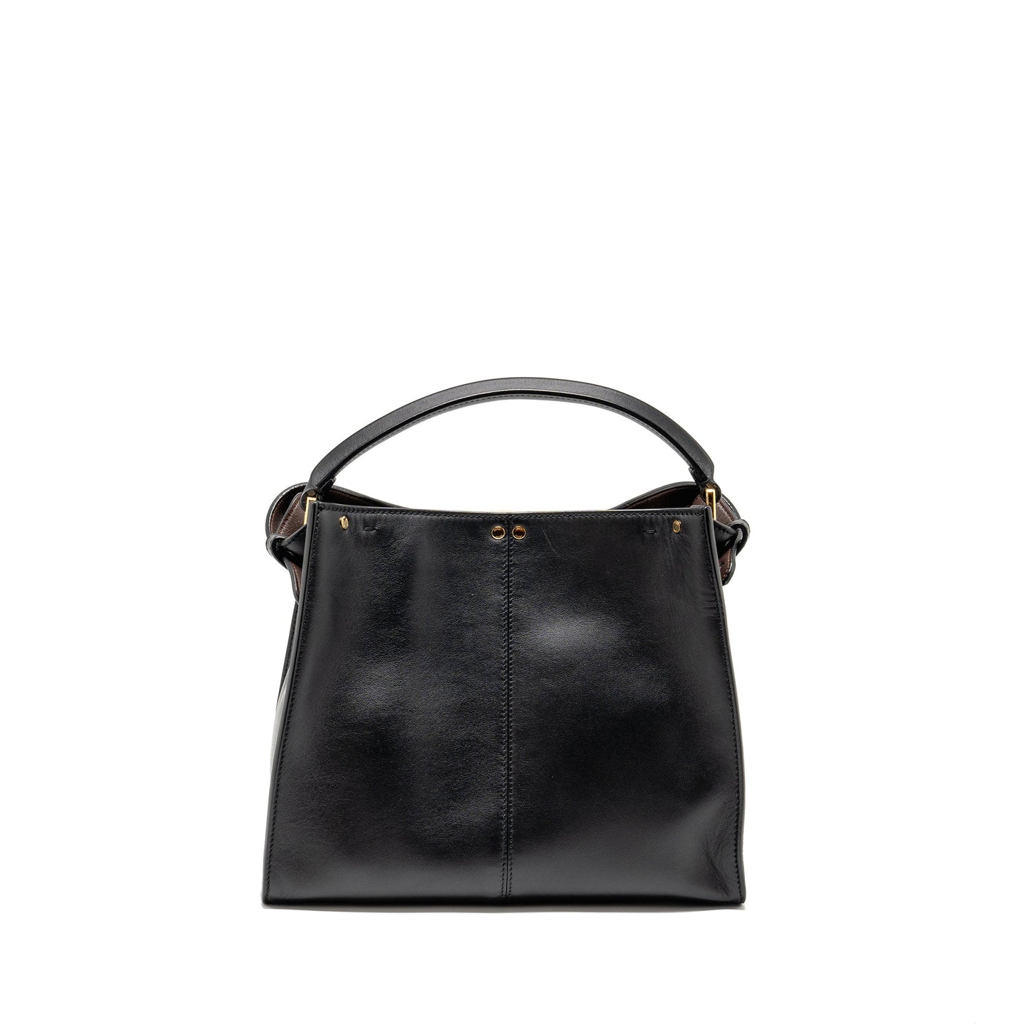 Fendi Peekaboo Lite Calfskin Handbag Black Medium Travel Bag