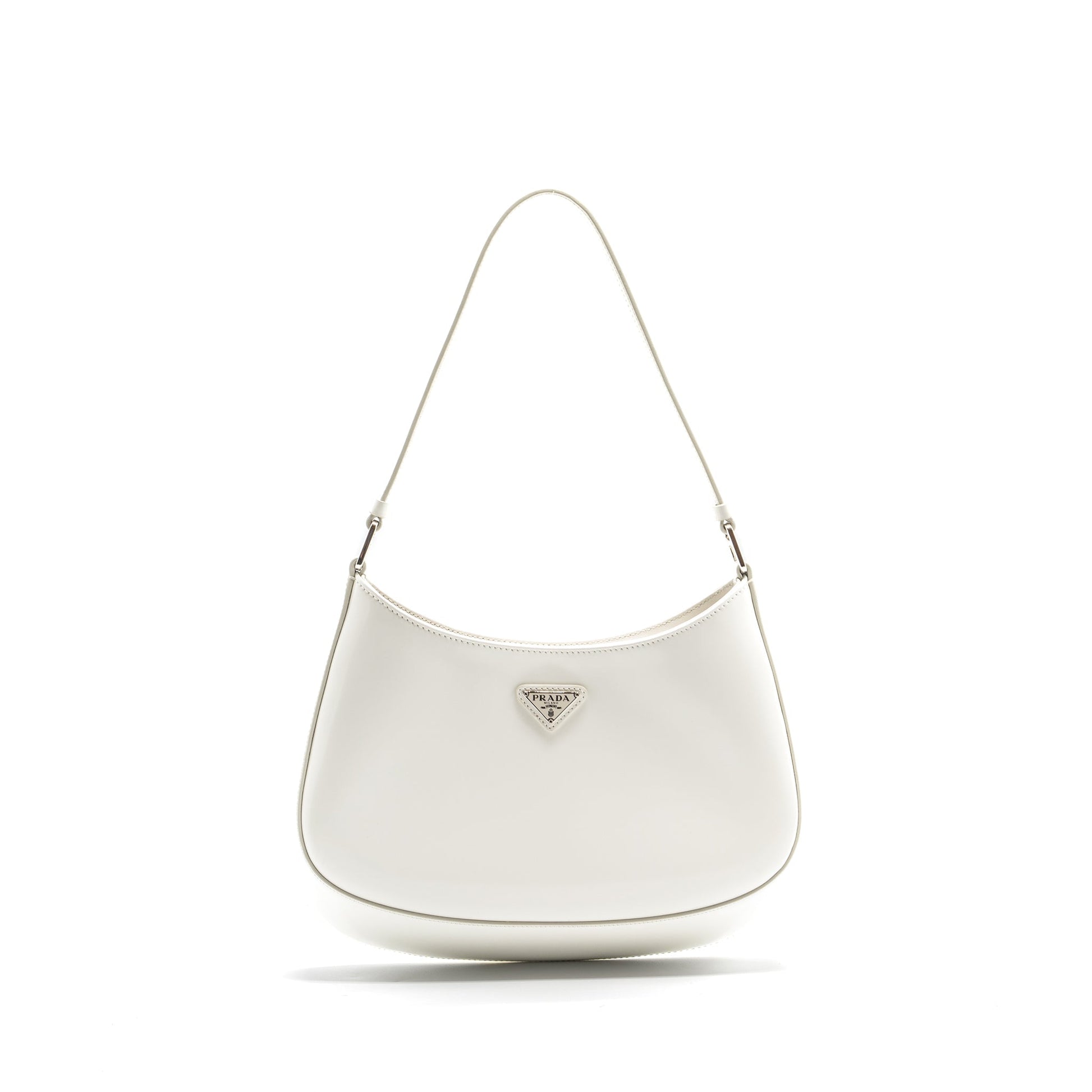 Prada Cleo Purse Brushed Handbag Leather White Travel Bag