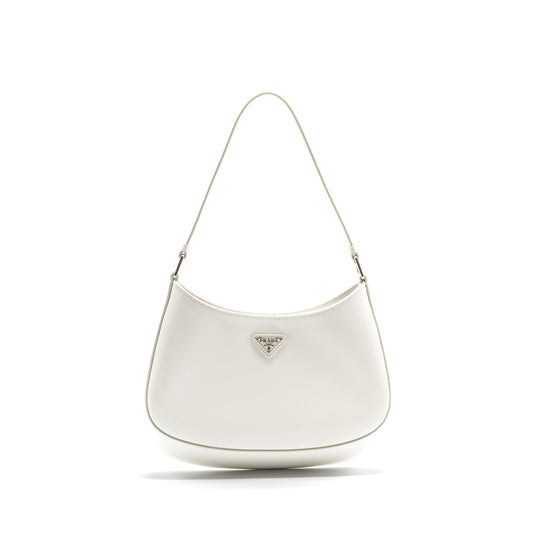 Prada Cleo Purse Brushed Handbag Leather White Travel Bag