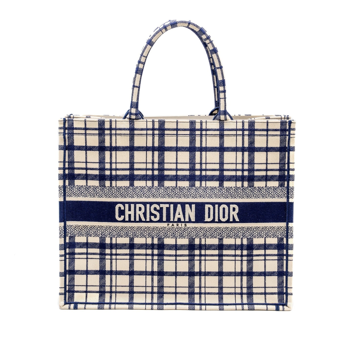 Dior Book Tote Linen Handbag Canvas Blue Tote Bag