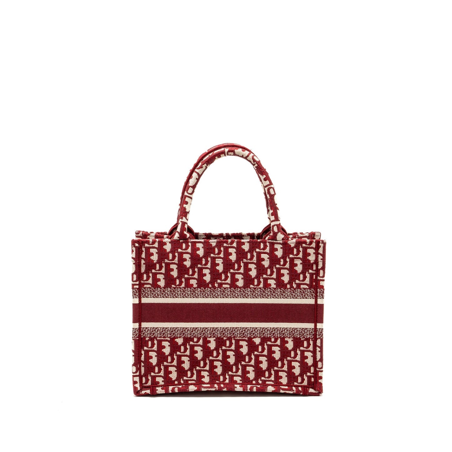 Dior Book Tote Oblique Embroidery Handbag Canvas Red Tote Bag
