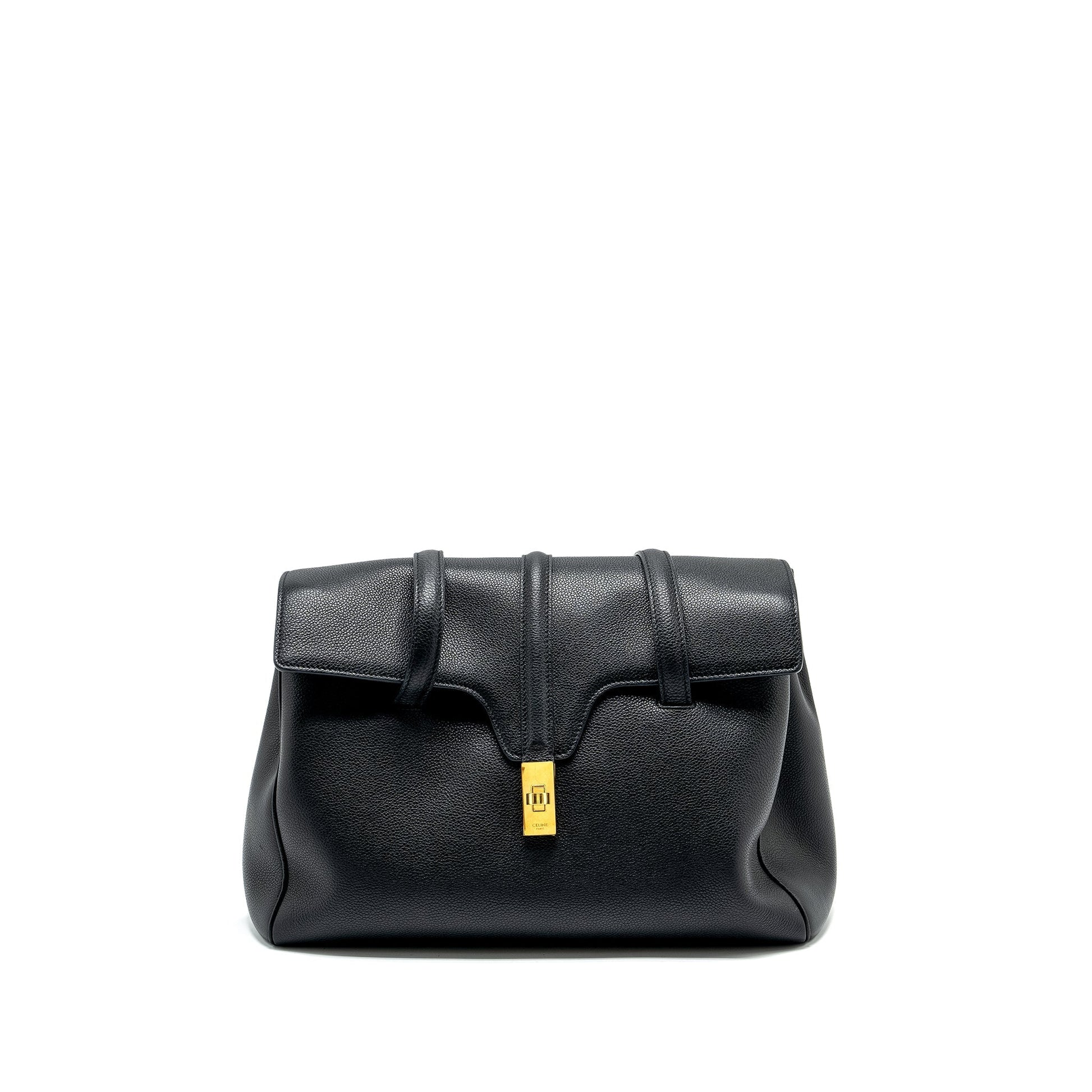 Celine Soft Purse Grained Calfskin Handbag Black Medium Travel Bag