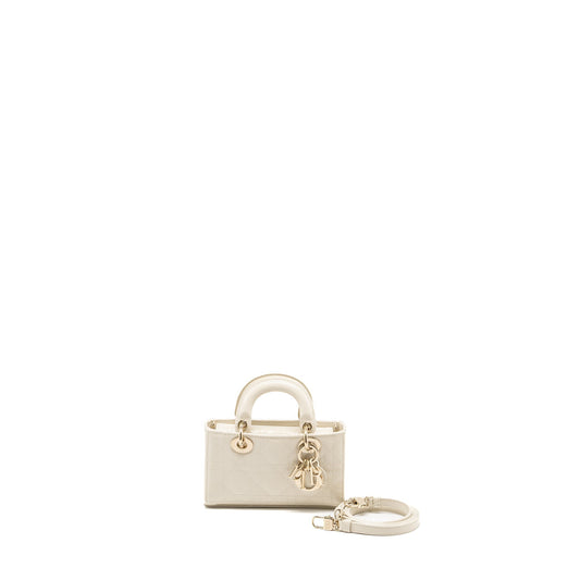 Dior Lady D Joy Micro Purse Patent Creamy White Travel Bag