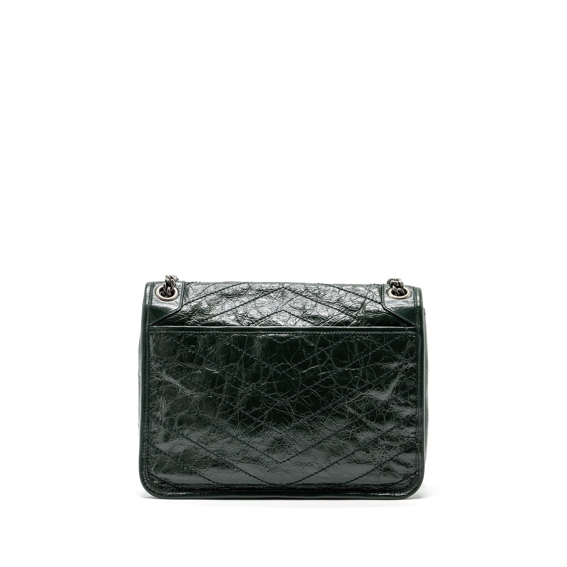 YSL Saint Laurent Saint Laurent Niki Calfskin Ruthenium Hardware Travel Green Medium Travel Bag