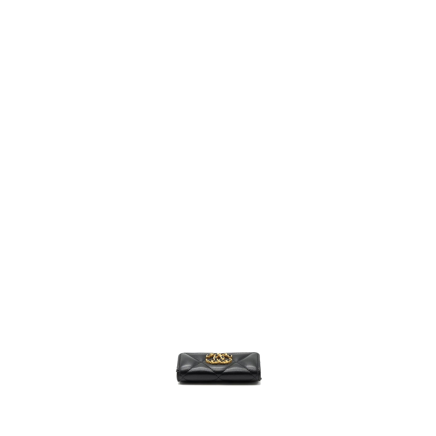 Chanel 19 flap card holder lambskin GHW Black Wallet Case