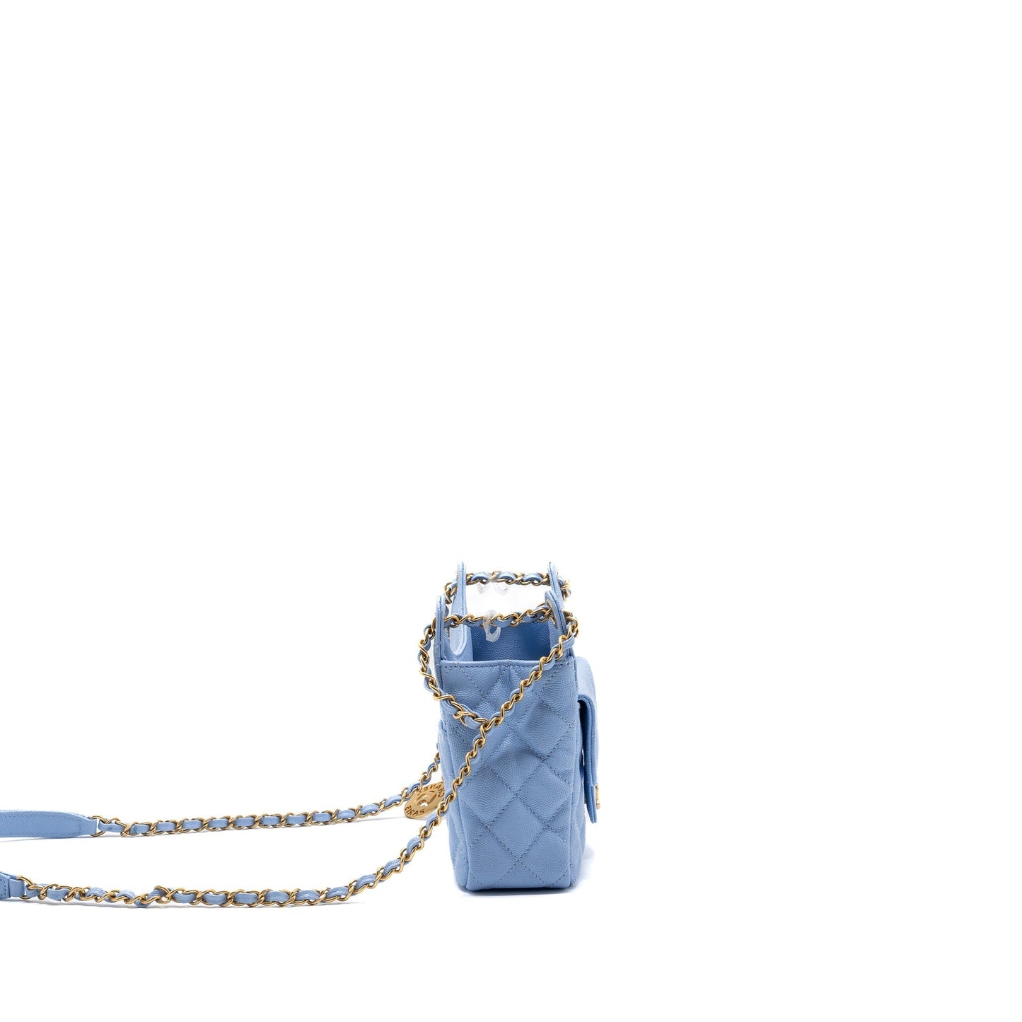 Chanel 23c Hobo Caviar Light GHW Microchip Blue Small Shoulder Bag
