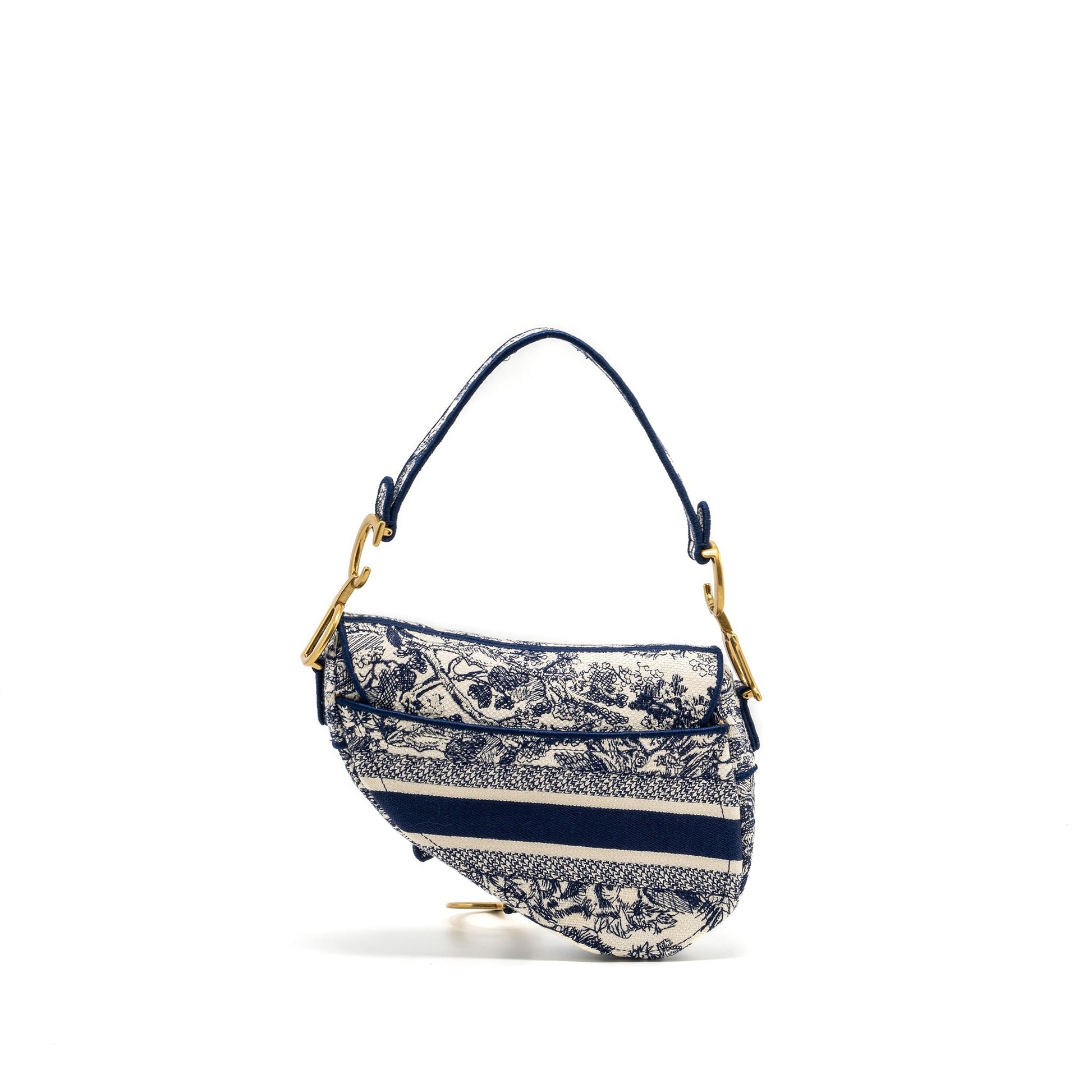 Dior Saddle Purse Toile De Jouy Handbag Blue Medium Travel Bag