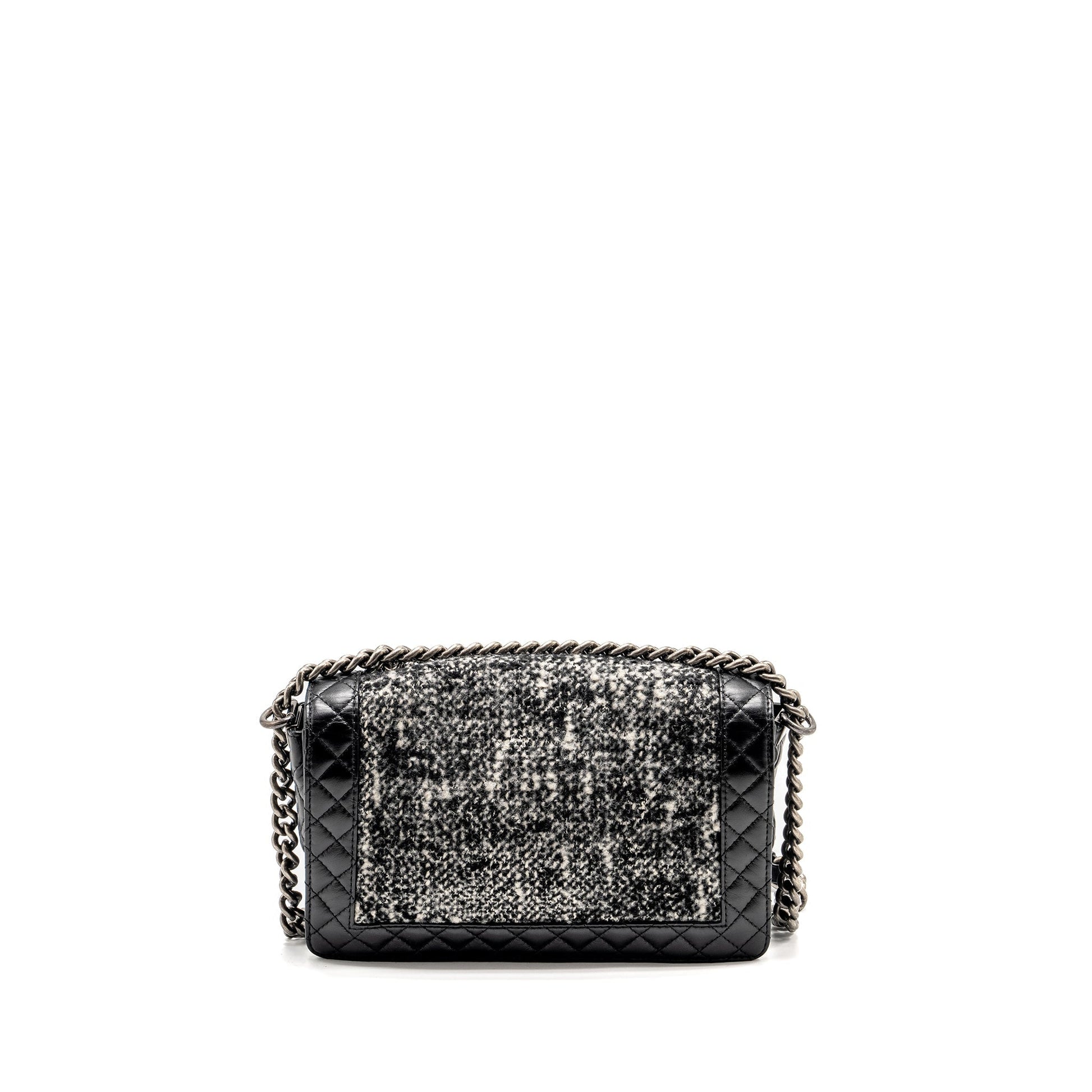 Chanel Multi Boy Calfskin Tweed SHW Black Handbag