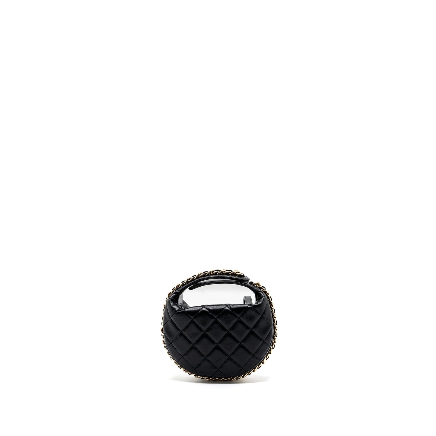 Chanel 23C round lambskin GHW microchip Black Clutch Bag