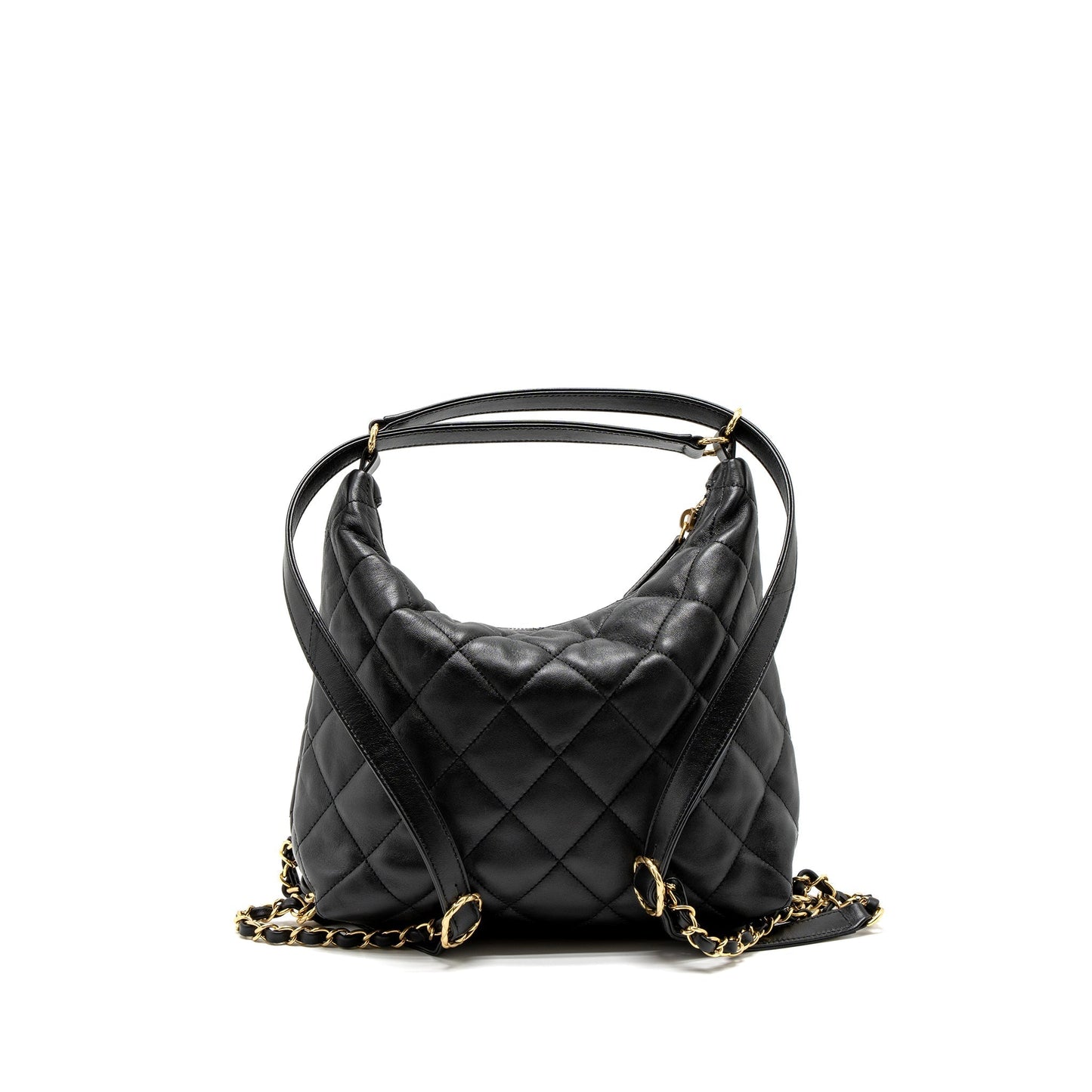 Chanel 22B Hobo Lambskin Brushed GHW Microchip Black Shoulder Bag
