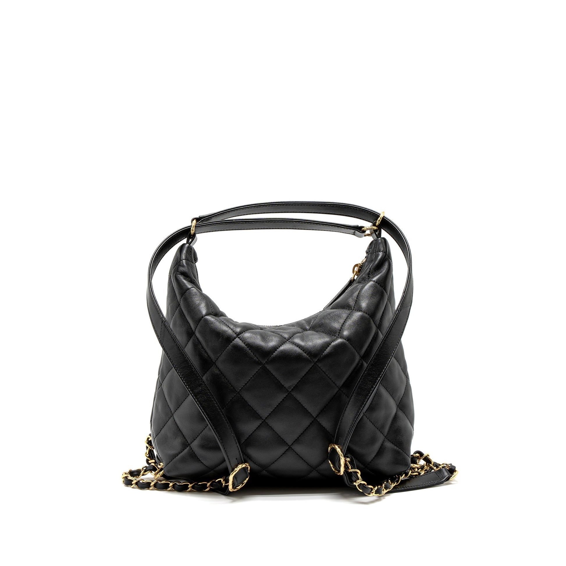 Chanel 22B Hobo Lambskin Brushed GHW Microchip Black Shoulder Bag