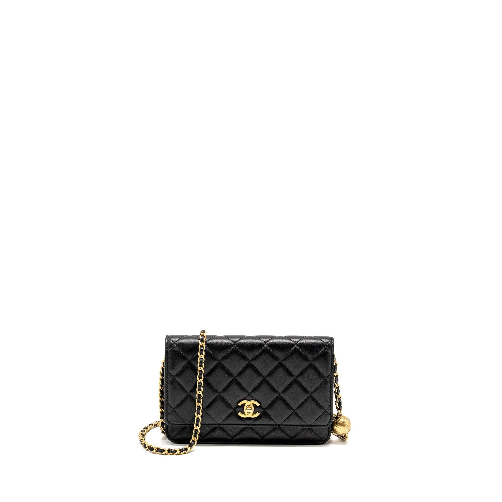 Chanel Pearl Crush on Lambskin GHW Microchip Black Wallet Case Microchip 1