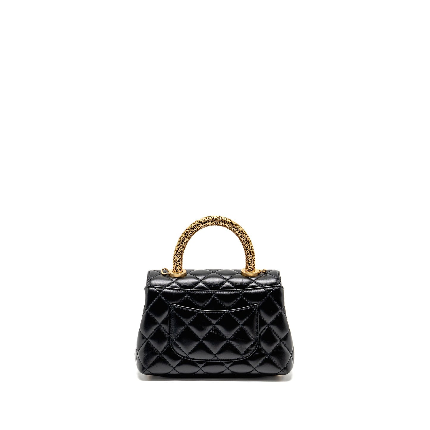 Chanel Detailed g Shiny Calfskin GHW Microchip Black Shoulder Bag